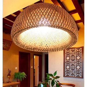 Yumesho Lighting Bamboo Woven Pendant <b>Light</b> Small Dome Shape For Living Room And <b>Dining</b> Room Southeast Asian Style - Product Image 3