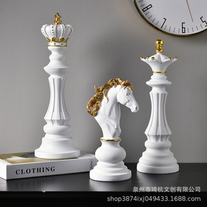 ของตกแต่งเรซิ่นรูปตัวหมากรุกสีดำขาว สไตล์ร่วมสมัย สำหรับตกแต่งบ้าน ห้องนั่งเล่น - Product Image 4