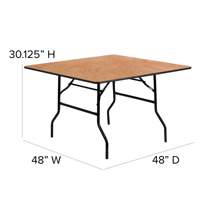 AJUNION Table de mariage pliante carrée de 4 pieds Table pliante à cadre en métal Pieds de table pliante en contreplaqué Table d'événement pliante