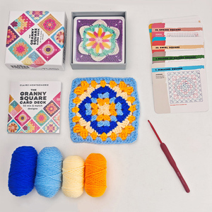 Kit de <span class=keywords><strong>crochet</strong></span> pour débutants, kit de <span class=keywords><strong>crochet</strong></span> carré <span class=keywords><strong>granny</strong></span> floral, kit de tricot pour débutants avec guide vidéo étape par étape, tutoriel artisanal - Product Image 1