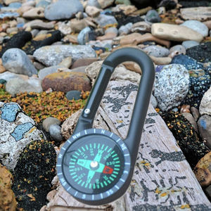 Porte-clés boussole en plastique ABS léger rempli de liquide, mousqueton d'alpinisme, avec échelle circulaire noire - Product Image 3
