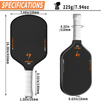 Raquette de pickleball en fibre de carbone 3K texturée à haute friction avec panneau en nid d'abeille PP - Grade de compétition professionnel 16 mm portable