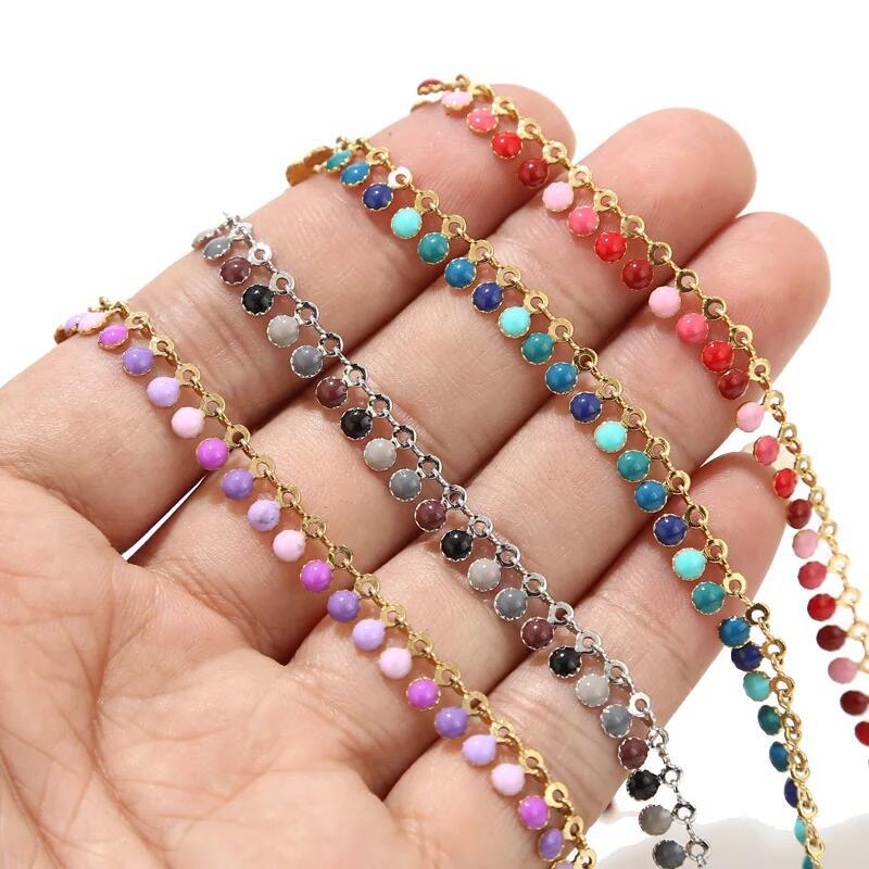 Colorful Enamel Chains Jewelry Making Women Bracelet Necklaces Accessories Findings DIY Jewelry Accessories
