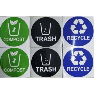 Etiqueta Adhesiva para Contenedor de Basura de PVC, Diseño Circular Negro Impermeable para Clasificación de Residuos - Product Image 5