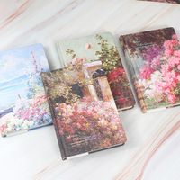 Carnet de notes relié rigide de style rétro, format A5, imprimé de fleurs et de plantes, avec reliure thermique et couverture en papier