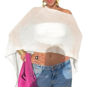 Poncho transparent pour femme, léger, en tricot, épaules dénudées, pour l'été, couverture de plage, boléro - Product Image 1