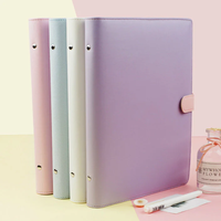 2024 gros Macaron couleur bonbon A6 planificateur d'affaires 6 anneaux travail Agenda budget classeur avec couverture en cuir PU cahier