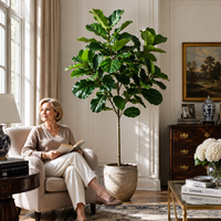 Fabricant en gros d'arbres artificiels de type Ficus lyrata, en plastique, écologiques, durables, pour la décoration intérieure des hôtels et restaurants