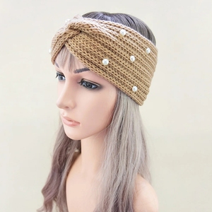 Chauffe-oreilles d'hiver - Bandeaux tricotés, turbans élastiques, bandeaux à cheveux en crochet perlé, chouchous et écharpes pour femmes - Product Image 4