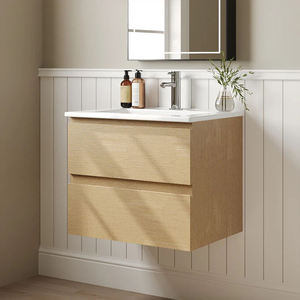 <span class=keywords><strong>Mobile</strong></span> <span class=keywords><strong>Bagno</strong></span> Sospeso Moderno con Maniglia Nascosta in Legno 600mm, Unità Vanity da 30 e 36 Pollici con Lavabo - Product Image 2