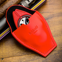Couteau à cigares semi-automatique à double tranchant en acier inoxydable de grand calibre, en forme de couteau volant, avec étui en cuir