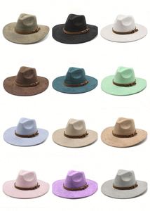 Hot Selling Spring Autumn Fashion Suede Fedora <b>Hat</b> New Women Men Events Women Wide Brim Fedora <b>Hats</b> - Product Image 2