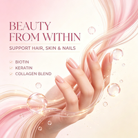 Capsules de collagène multi-types I, II, III, V, X, biotine, acide hyaluronique, kératine, complexe vitaminique, soutien pour la beauté de la peau, des cheveux et des ongles, complément alimentaire