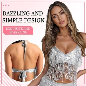 Womens Sequin Fringe Tank <strong>Tops</strong> Latin Dance Costume Tassel Belly Dancing Performance Outfits Sexy Bra <strong>Glitter</strong> <strong>Tops</strong> - Product Image 5