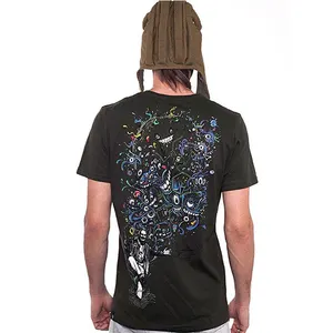 Customized Unique Tshirt T-shirt Men 100% Cotton Psychedelic Printing Back Over Sized O Neck Casual Tee Top