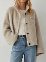 Manteau d'hiver en laine pour femme, simple boutonnage, fourrure de mouton de haute qualité, épais et doux, vêtement d'extérieur décontracté, vente en gros, directement de l'usine