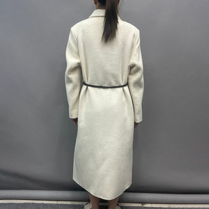 2025 dame nouvelle mode longue laine pardessus revers couleur unie haute qualité hiver femmes cachemire laine manteau avec <span class=keywords><strong>ceinture</strong></span> en cuir - Product Image 2