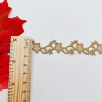 Vente chaude pas cher or dentelle garniture Applique bordure coupe dentelle pour bricolage accessoires de vêtement
