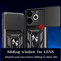 Étui de protection coulissant antichoc pour Tecno Pova 6 / 6 Neo, housse de téléphone avec support de voiture, protection de l'objectif de l'appareil photo