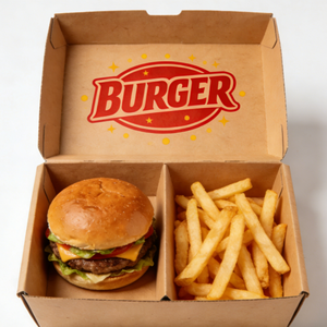 صندوق تغليف مخصص للوجبات السريعة مثل البرغر والبطاطس المقلية، مقاوم للدهون ومناسب للوجبات الجاهزة - Product Image 3