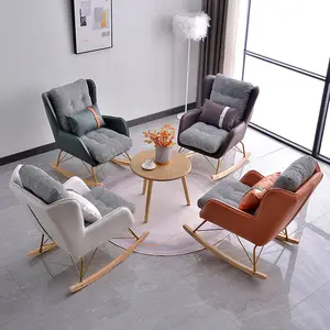 Vendita calda poltrona moderna per il tempo libero sedia a dondolo in velluto tessuto sedia a dondolo per soggiorno