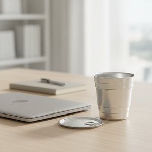 100% Recycledportable Sturdy Disposable Company Promotion Gifts Aluminum Cup Custom Logo Metal Cup With Lid