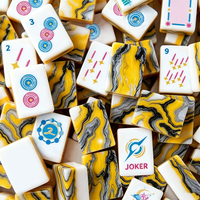 Jeu de tuiles de mahjong américain de luxe, moderne, jaune, en acrylique, pour 4 joueurs, portable, écologique, résistant à l'eau