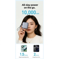 Mini Power Bank 10000mAh 22.5W PD Charge Rapide Format Carte Câble Intégré Lanière Ultra Légère Power Bank de Voyage OEM/ODM