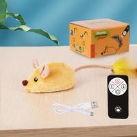 Jouet pour chat télécommandé rechargeable en flanelle, souris à induction, évitement automatique des obstacles, détection tactile, amusant pour animaux de compagnie