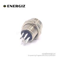 Conector de Aviación GX12 de Montaje en Panel Circular, Enchufe de 7 Pines Macho Recto, Carcasa de Aleación de Zinc Niquelado y Baquelita Negra, para Soldar