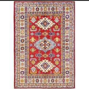 Tapis en laine d'exercice à la maison moderne rouge noué à la main médaillons géométriques kazaks Design personnalisable motif abstrait ensembles de tapis - Product Image 1