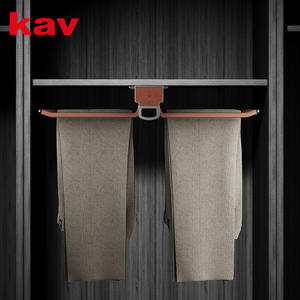 Porte-pantalons coulissant double rangée à montage supérieur en alliage d'aluminium, détachable, fermeture douce, capacité accrue, rail de garde-robe Kav - Product Image 3