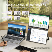 Bolinia Écran double empilable de 16 pouces 100% SRGB, moniteur portable pliable et rotatif, extension d'écran d'ordinateur portable avec Type-C