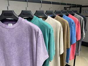 Camiseta de Algodón/Seda Estampada Vintage con Lavado Ácido, Corte Personalizado, Ajuste Regular, Unisex, para Hombre, 250g, Tallas Grandes - Product Image 4