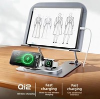 Support de tablette PC en alliage d'aluminium réglable en hauteur avec charge sans fil et dissipation rapide de la chaleur, emballage en boîte couleur