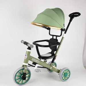 Новая модель многофункционального детского трехколесного велосипеда, пластиковый трехколесный велосипед, сдвинутый, удобный, с безопасным солнцезащитным козырьком - Product Image 6