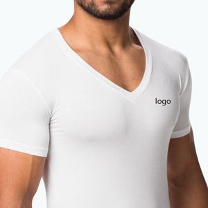 Camisetas Interiores de Algodón 100% con Cuello en V, Personalizables con Logotipo, Cómodas, para Hombre - Product Image 3