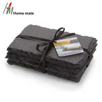 Ensemble de 4 mini-assiettes rectangulaires en ardoise naturelle de 20x10 cm, motif personnalisé, écologiques et jetables pour cadeaux