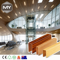 Panneau de plafond en aluminium à grain de bois personnalisé MEIYU en forme de U, étanche et insonorisé, pour salle de sport extérieure