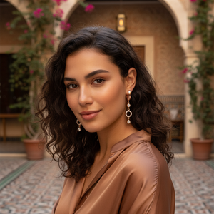 Creux Blanc Zircon Pierre Dangle Boucles D'oreilles Femme Turque Boucles D'oreilles À La Main En Gros 925 Bijoux En Argent Sterling - Product Image 3