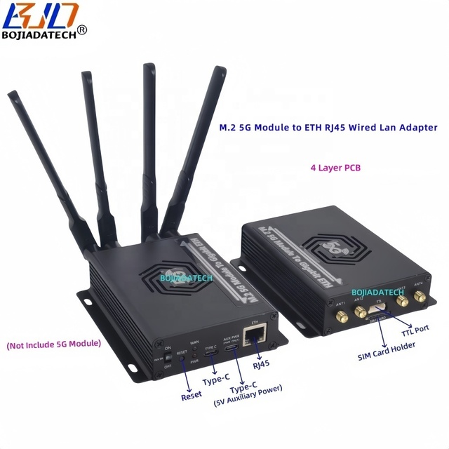 RM520N-GL RM510Q-GL RM530N-GL M.2 5G Module to ETH RJ45 Wired Lan Adapter 1 SIM Card Slot 4 Antennas Fan + Protection Case