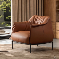 Fauteuil de détente individuel en cuir minimaliste italien, fauteuil d'appoint de luxe design pour villa et balcon