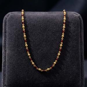 Long Traditional 925 Sterling Silver Red Beads Gold Plated Link Carmella Chain Pendant <b>Necklace</b> For Women Wholesale Bulk Product - Product Image 3