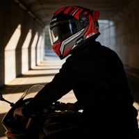 Nouveau casque de moto intégral AXK PP avec visière double, protection toutes saisons, option de logo personnalisé