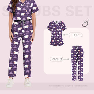 Conjuntos de uniformes médicos de tejido suave elástico de 4 vías OEM uniforme de hospital de enfermera con diseño impreso para <span class=keywords><strong>Urología</strong></span> - Product Image 2