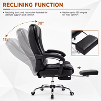Kursi Kantor Eksekutif Modern Pijat Putar Ergonomis Kulit PU Grosir Boss dengan Sandaran Kaki dan Ketinggian yang Dapat Disesuaikan