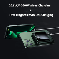 Mini Batería Externa de 10000mAh y 22.5W con Cargador Inalámbrico Magnético de 5000mAh, Powerbank para Cargador de iPhone, para iPhone 17, iPhone 16 y 15
