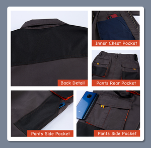 Set di abbigliamento da lavoro in tessuto resistente per rinforzo Oxford per lavori in cantiere con taglio di giacca e pantaloni per uniforme da giardinaggio - Product Image 3