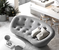 Juego de Sofás Cuadrados Seashell, Diseño Egipcio Moderno, Cuero Genuino Azul, Sofá Modular de 3 Plazas para Sala de Estar, Muebles para Villa