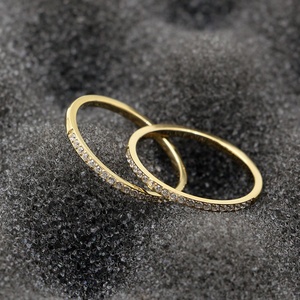 Nhẫn Đá Zirconia Đá CZ Mạ Vàng 14K Vàng Hồng Bằng Thép Không Gỉ Đơn Giản Cho Nữ Giá Rẻ Nhẫn Thanh Lịch - Product Image 1